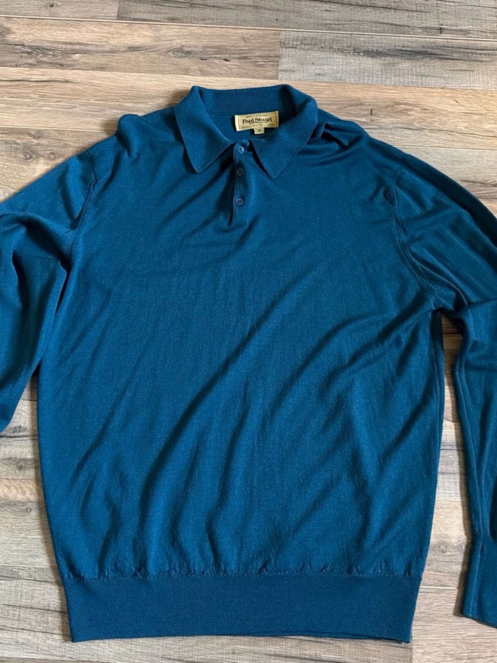 Paul Stuart Teal Long-Sleeve Knit Polo